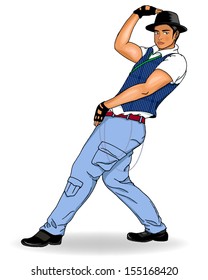 A handsome man dancing