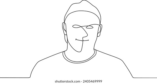 handsome man drawn with one-line vector