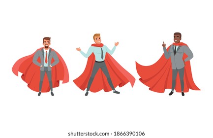 Hombre guapo en traje formal y Cabo Rojo o Ropa en diferentes juegos de iluminación vectorial de Poses