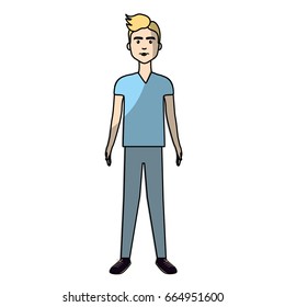 handsome man with hairstyle and casual wear