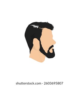 handsome man head icon from side with beard without background