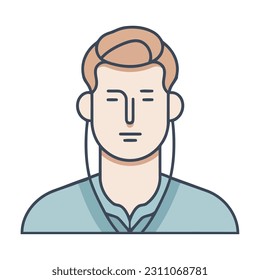 handsome man with headphones icon isolated