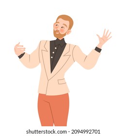 Handsome man in love vector illustration on white background