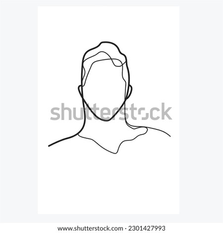 Handsome man Minimal hand drawn seamless  Line drawing vector illustration isolated on white ready to print wall art 