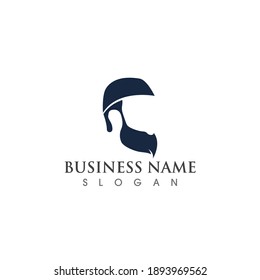 handsome man with a mustache and beard logo and symbol vector image