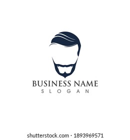 handsome man with a mustache and beard logo and symbol vector image
