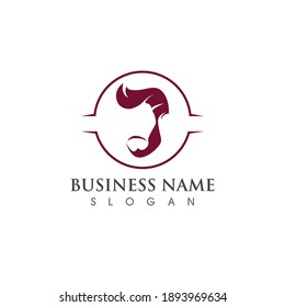 handsome man with a mustache and beard logo and symbol vector image