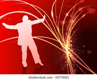 Handsome Man on Abstract Valentine's Day Light Background Original Illustration