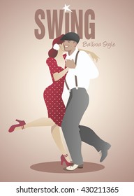 Schöner Mann und Pin-up-Mädchen tanzend Schwung "Balboa" Stil