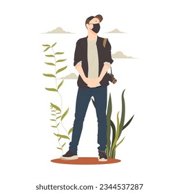 handsome man posing in stylish outfits flat design vector