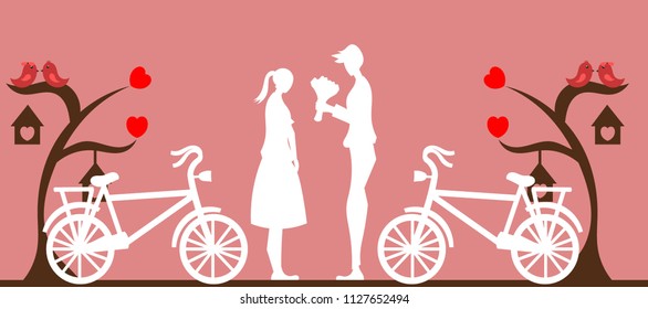Handsome man presenting flowers to his girlfriend isolated 