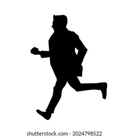 Handsome man running silhouette vector illustration