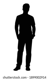 Handsome Man Silhouette Vector On White Background