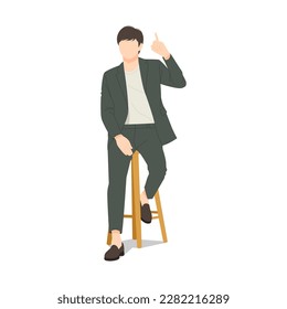 handsome man sitting isolated vector illustration
