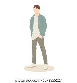 handsome man standing and posing with stylish outfits illustration