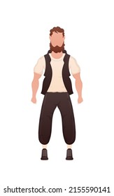 A handsome man of strong build stands in full growth. Isolated. Cartoon style. Vector illustration