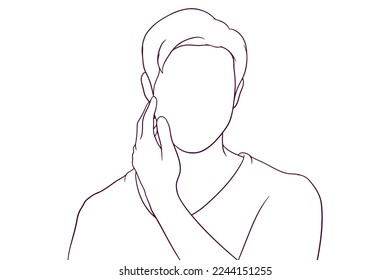 handsome man taking care of his skin hand drawn style vector illustration