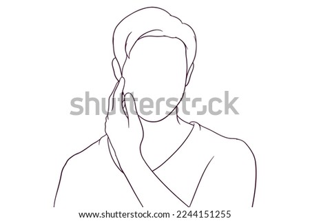 handsome man taking care of his skin hand drawn style vector illustration