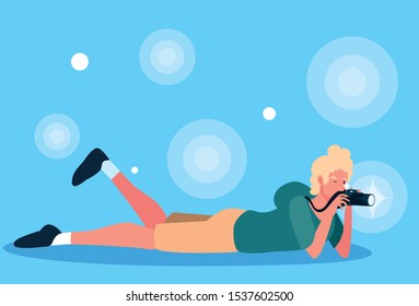 handsome man taking a photo vector illustration design