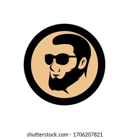 handsome man using glasses logo illustration 