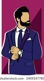 Handsome Man Vector Avatar Artwork.