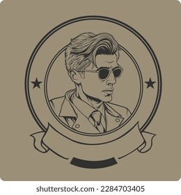 handsome man wearing glasses logo design