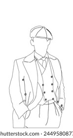 Handsome Man in western Dress Sketch or Drawing