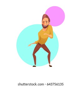 Handsome man winking and dancing