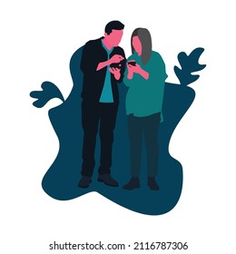 Hombres y jóvenes guapos usando smartphone con redes sociales.