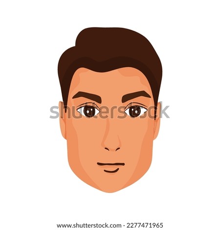 Handsome man's face. Vector illustration on white background, cartoon style
