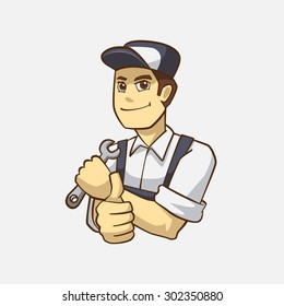 Handsome mechanic mascot logo vector 