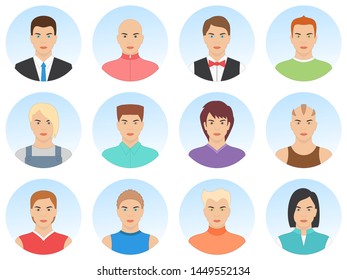 Handsome men avatar set isolated on white background. Good looking smiling men avatar. Cute young men portrait with different hair styles. High quality vector illustration.