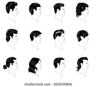 handsome men hair styles vector illustrations