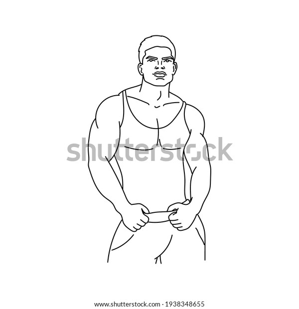 Handsome Muscle Man Outline Male Silhouette Stock Vector (Royalty Free ...