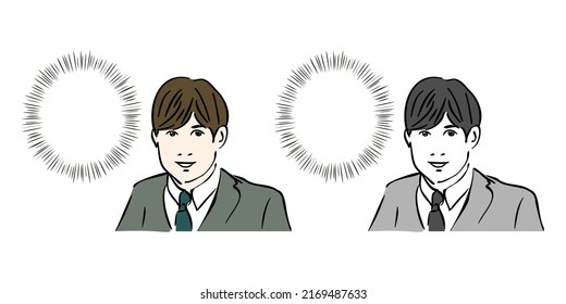 Handsome newcomer office worker silhouette. Vector manga style illustration material