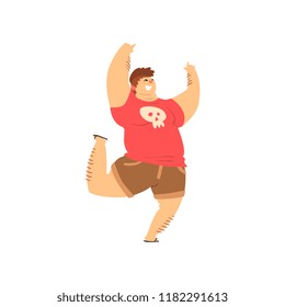 Handsome overweight man in casual clothes, fat guy, body positive vector Illustration on a white background