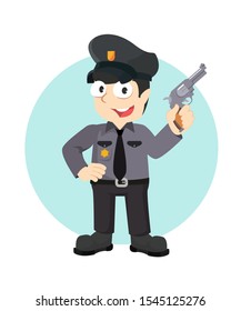 handsome policeman and his weapon vector
