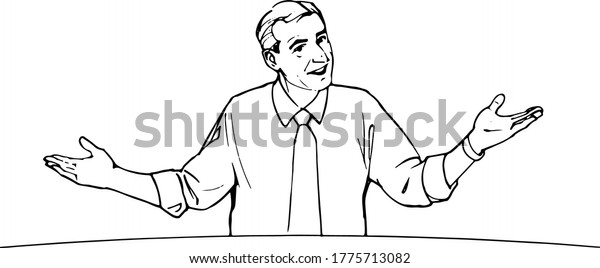 Handsome Presenter Raised Arms Stock Vector (Royalty Free) 1775713082 ...