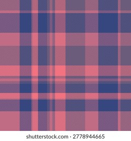 Handsome seamless pattern background, classical plaid textile vector. Menu fabric texture tartan check in red and blue colors palette.