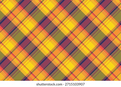 Handsome seamless texture pattern, art tartan textile check. Free plaid background fabric vector in orange and red colors palette.