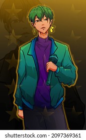 Handsome singer boy character design