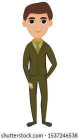 Handsome smiling man guy full length. Business office people characters, vector illustration, isolated on white background, colorful modern cartoon style, flat 