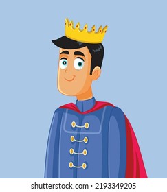 
Gutes Lächelndes Vektor Cartoon-Zeichen. Fröhlicher Monarch lächelt und erobert mit seinem Charme

