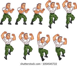 Handsome Soldier Game Character Animation Sprite Frames