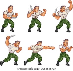 Handsome Soldier Game Character Animation Sprite Frames