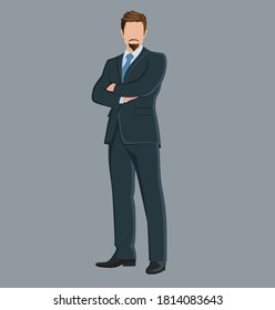 
handsome stylish young man in image on gray background