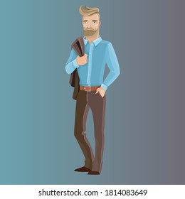 
handsome stylish young man in image on gray background