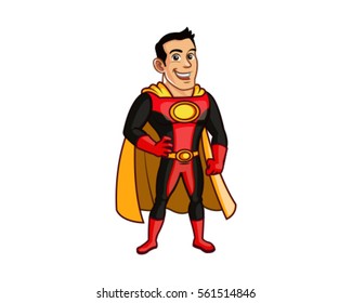 Handsome Superhero Cartoon Mascot Posing