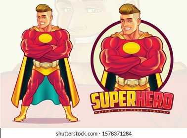 Handsome Superhero Mascot For Company