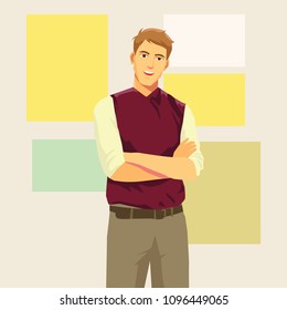 Handsome Teacher Crossing Hand